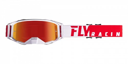 brýle ZONE PRO 2019, FLY RACING - USA (červené/bílá, červené chrom plexi)